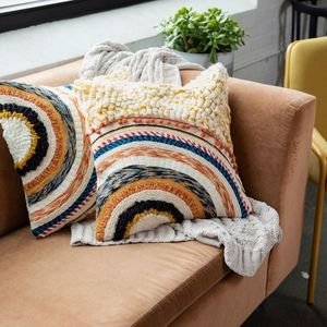 Multicolor Throw Pillow Cover 100%Cotton, Hand Tufted